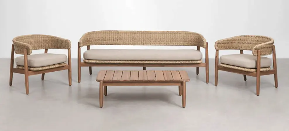 Rabeiro garden set (3-seater sofa, 2 armchairs, and table)